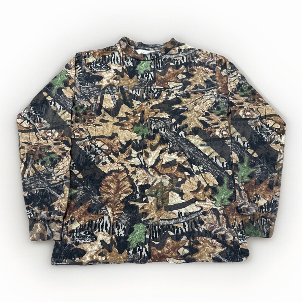 Mossy Oak Shirt Mens M Forest‎ Floor Camo Long Sleeve Bottomland Y2k Vintage